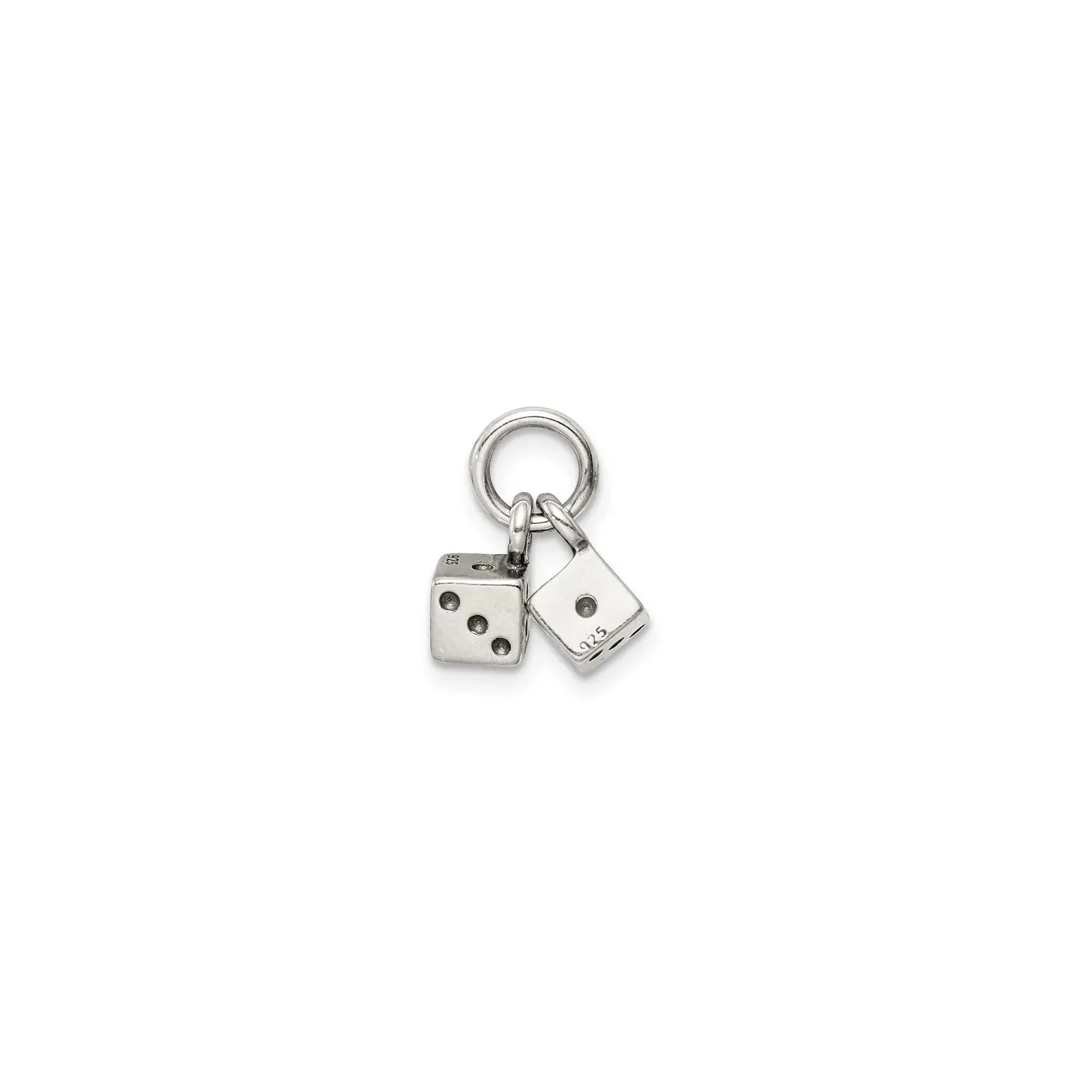 Antique-Finish Pair of Dice Charm (Silver)