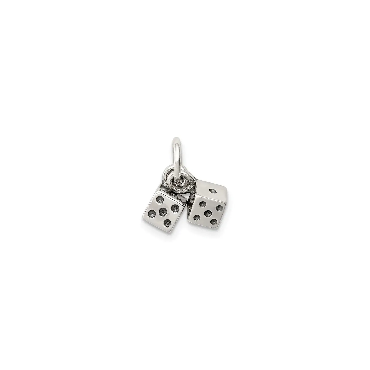Antique-Finish Pair of Dice Charm (Silver)