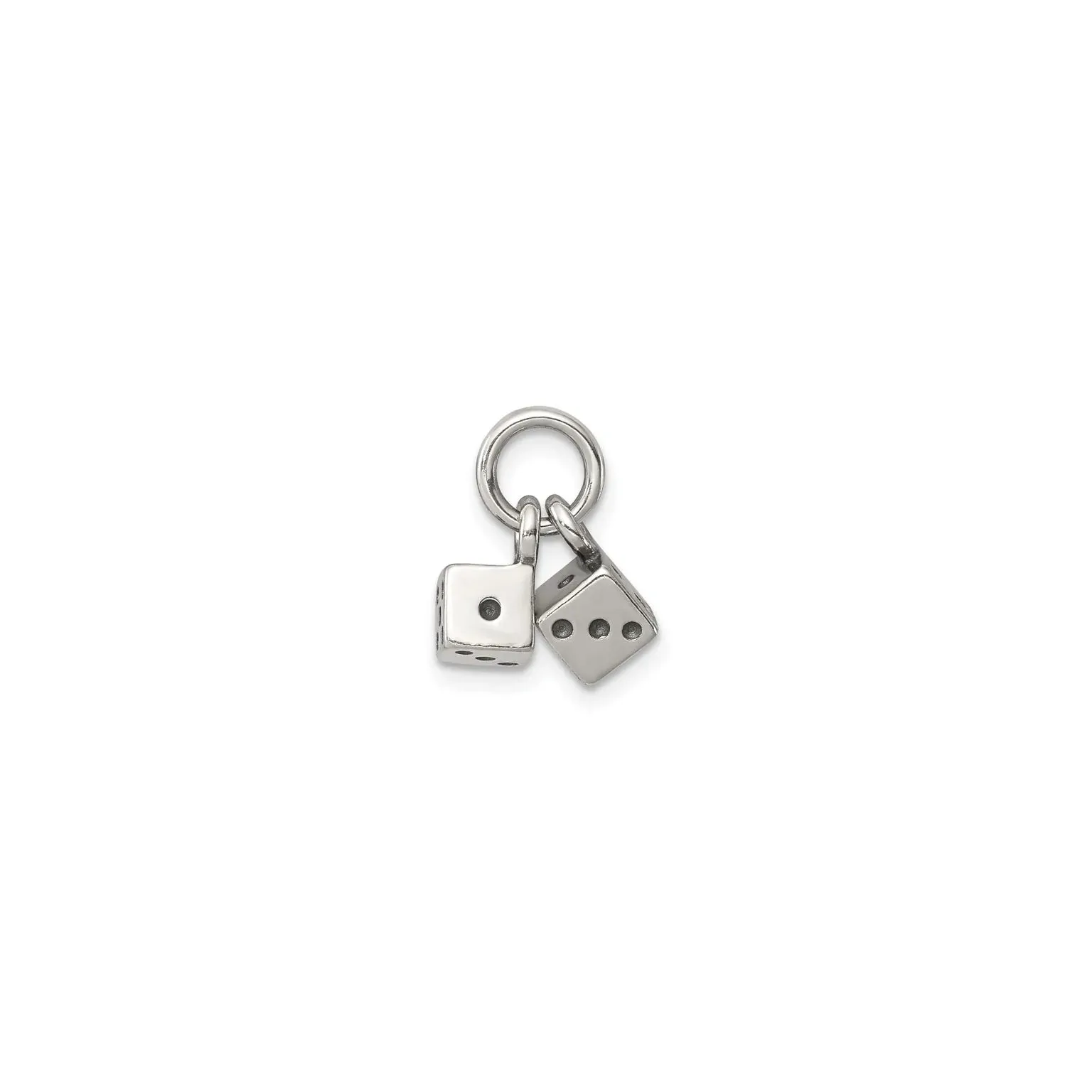 Antique-Finish Pair of Dice Charm (Silver)