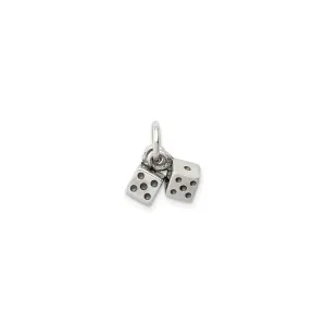 Antique-Finish Pair of Dice Charm (Silver)