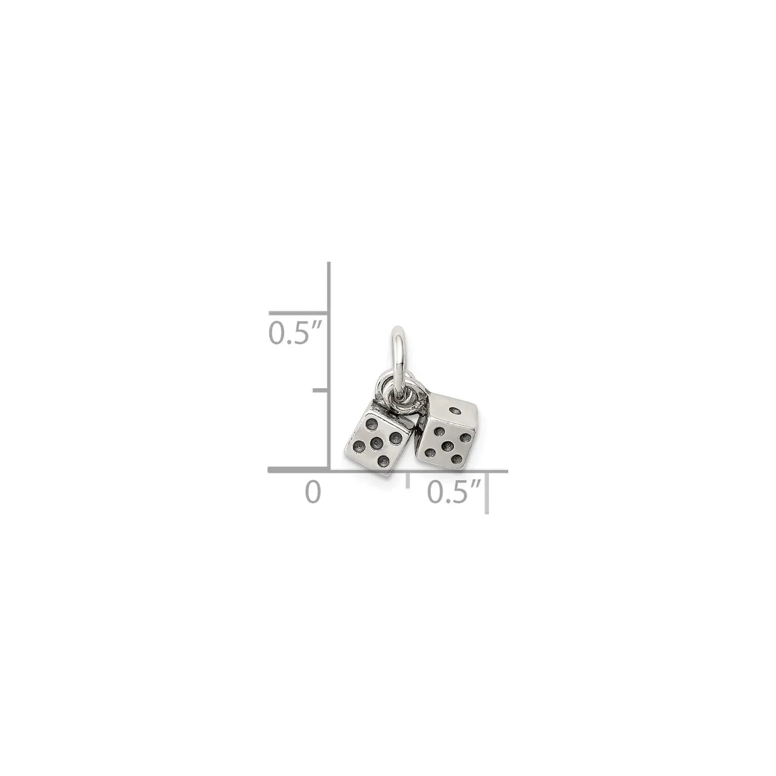 Antique-Finish Pair of Dice Charm (Silver)