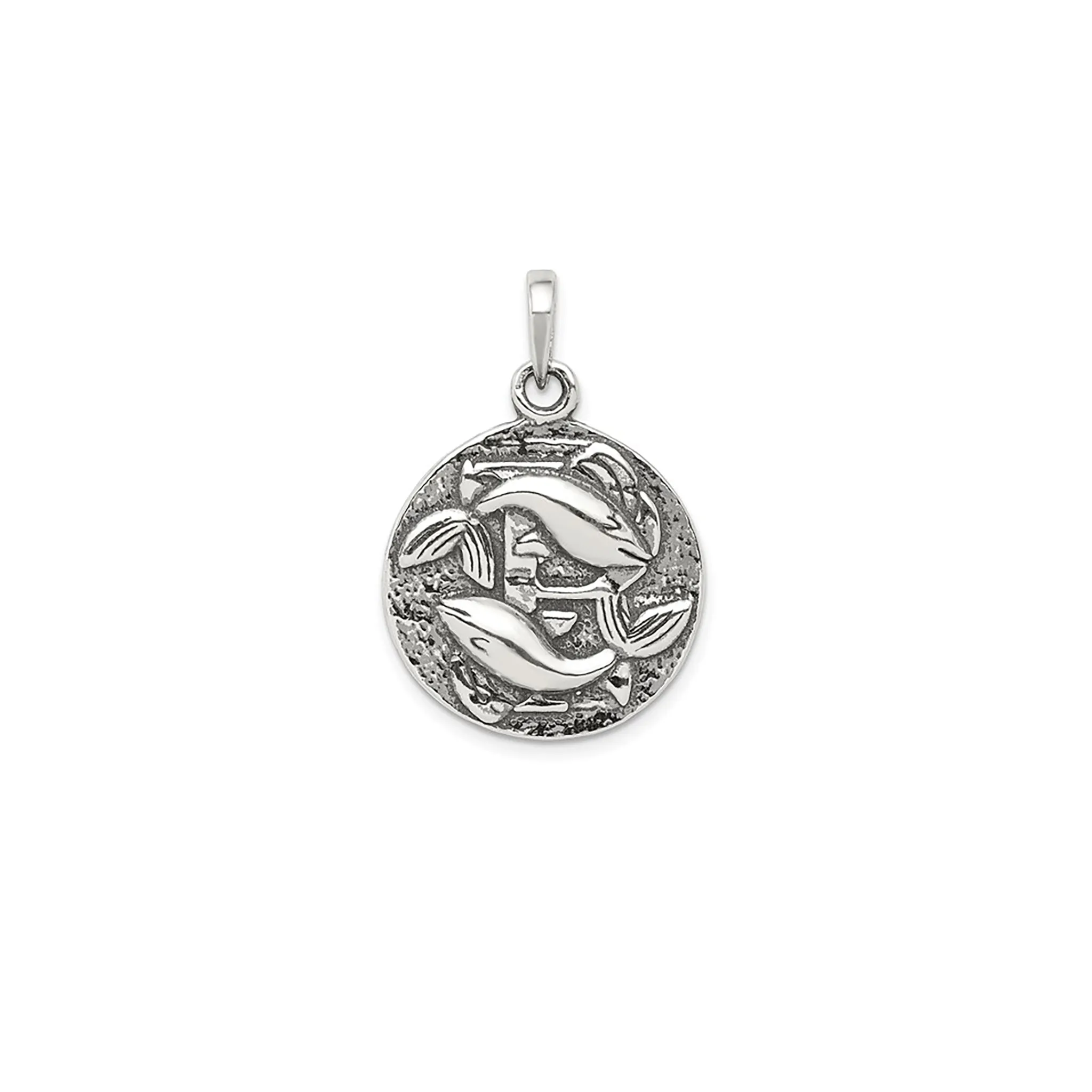 Antique-Finish Pisces Zodiac Pendant (Silver)