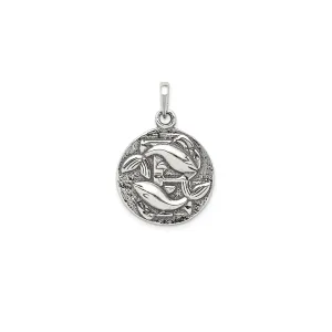 Antique-Finish Pisces Zodiac Pendant (Silver)