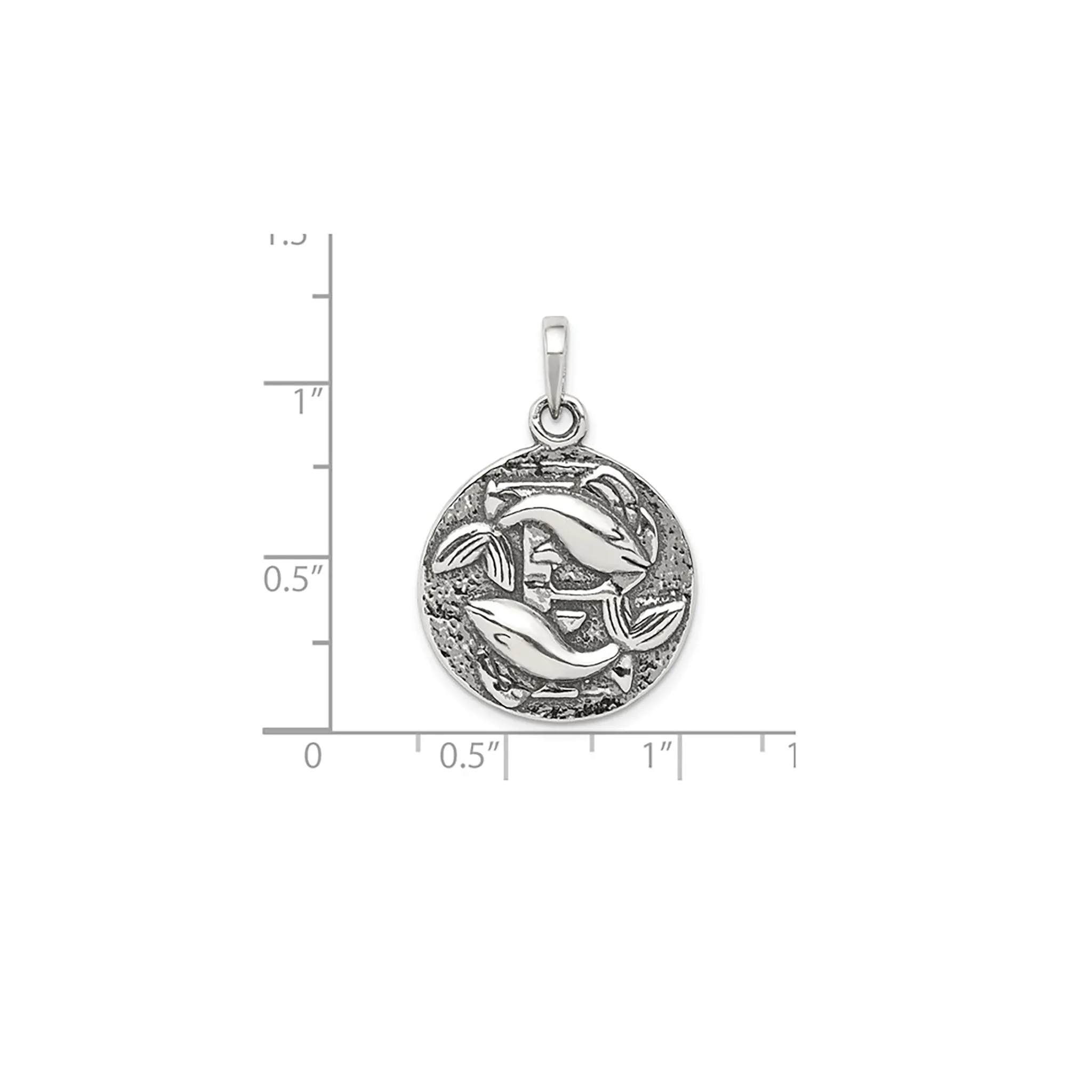 Antique-Finish Pisces Zodiac Pendant (Silver)