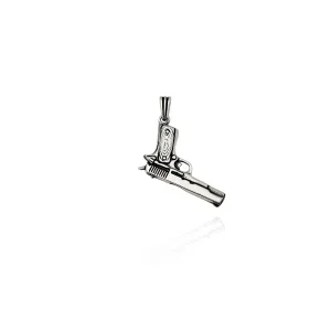 Antique-Finish Pistol Pendant (Silver)