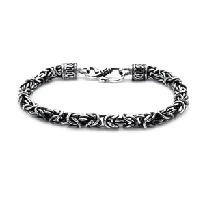 Antique-Finish Round Byzantine Bracelet (Silver)