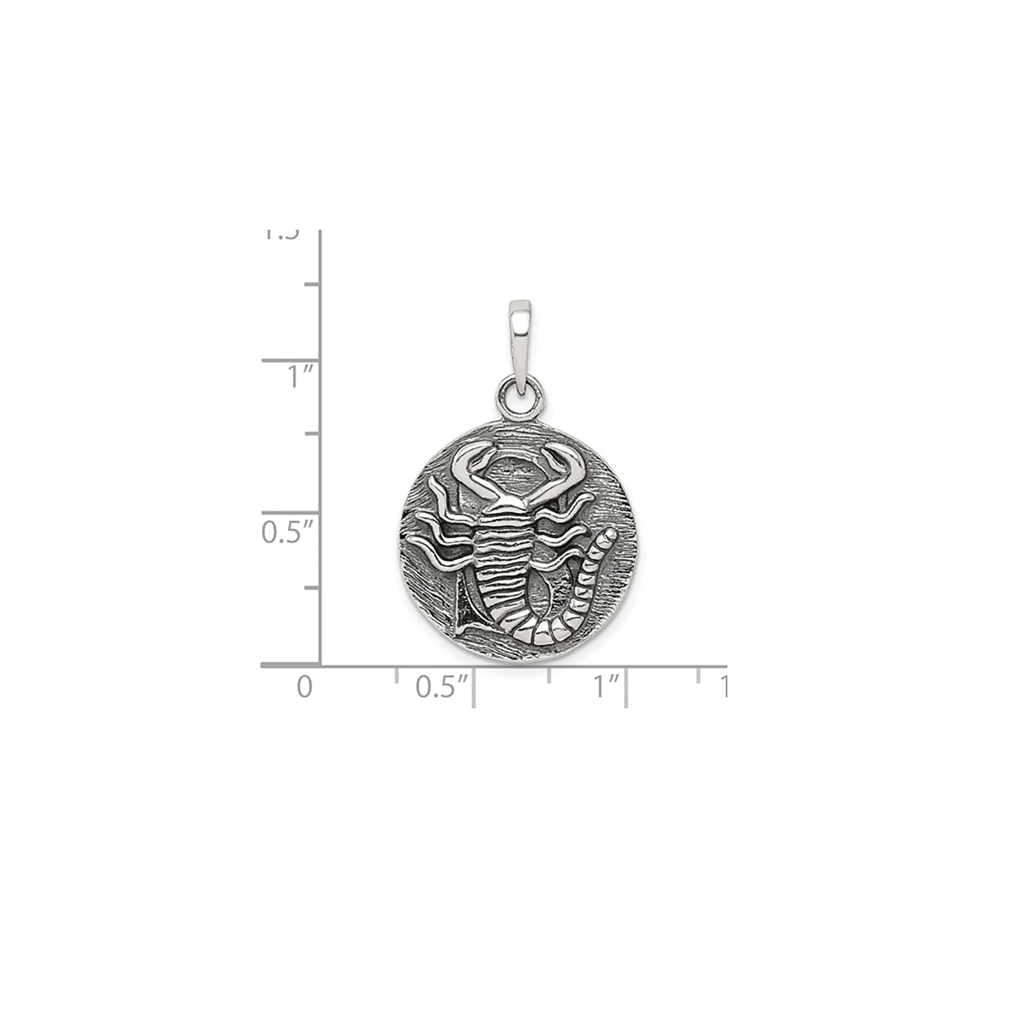 Antique-Finish Scorpio Zodiac Pendant (Silver)
