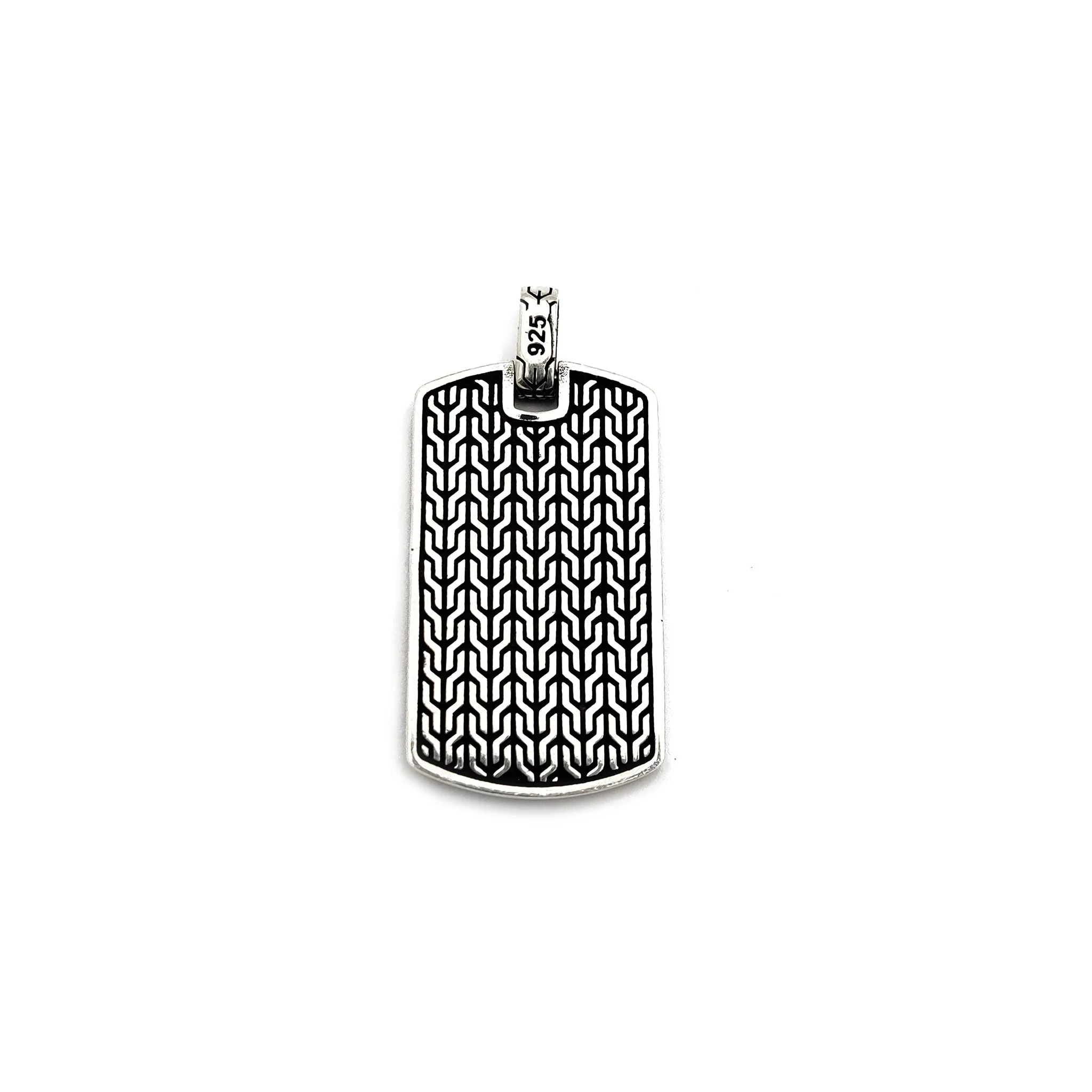Antique-Finish Silver & Mahogany Anchor Dog Tag Pendant