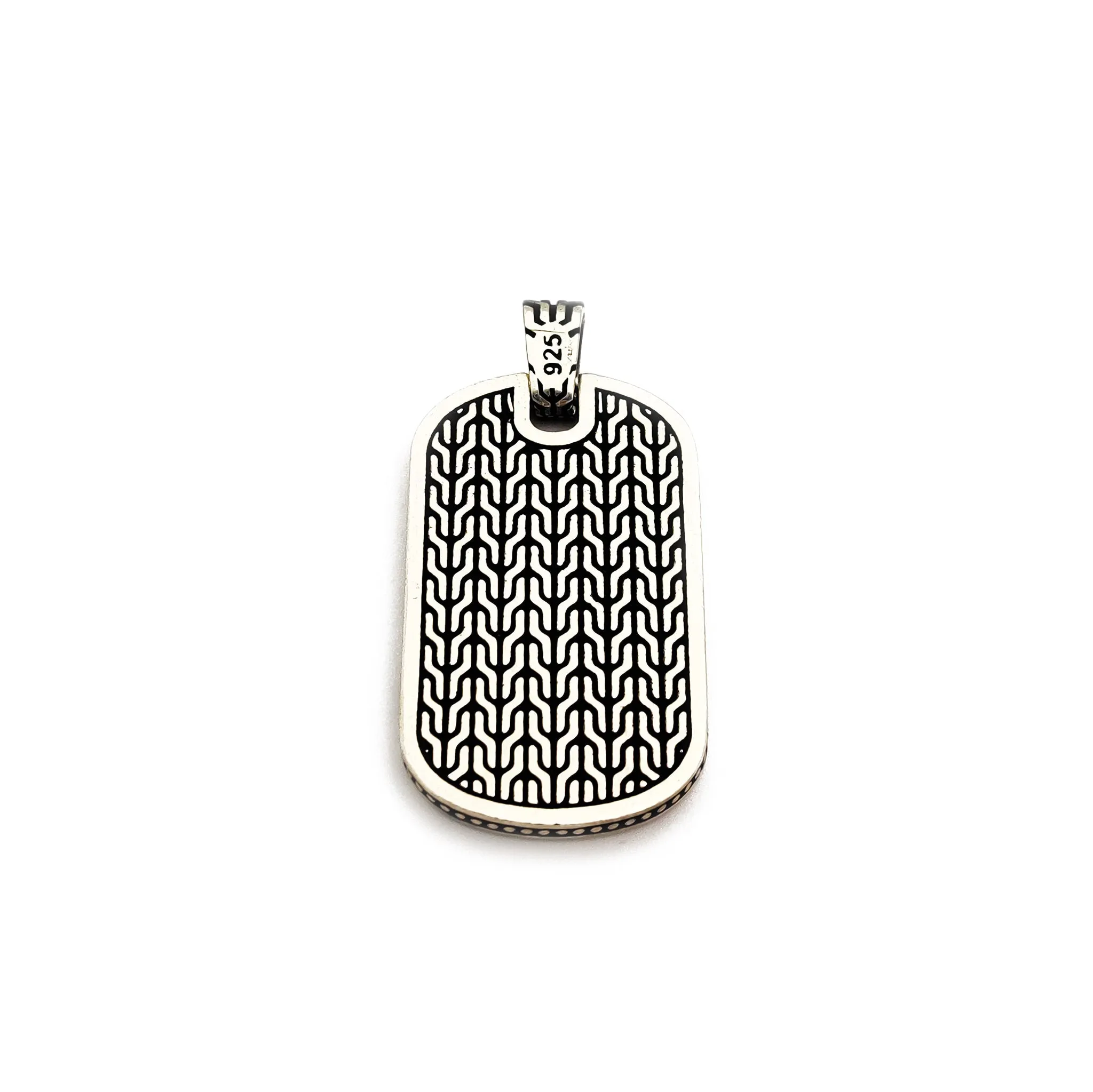 Antique-Finish Silver Wood Dog Tag Pendant