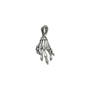 Antique-Finish Skeletal Hand Pendant (Silver)