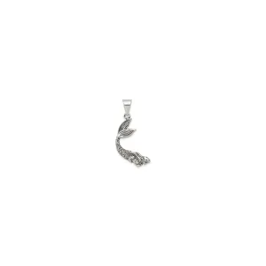 Antique-Finish Swimming Mermaid Pendant (Silver)