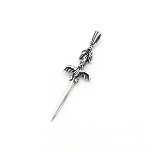 Antique-Finish Sword Pendant (Silver)