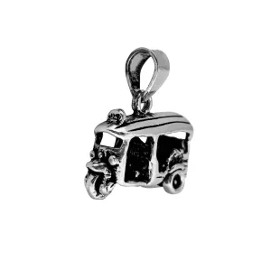Antique-Finish Three Wheels Motor-Taxi Pendant (Silver)