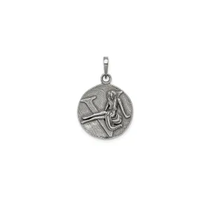 Antique-Finish Virgo Zodiac Pendant (Silver)