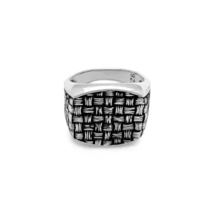 Antique-Finish Wicker Signet Ring (Silver)