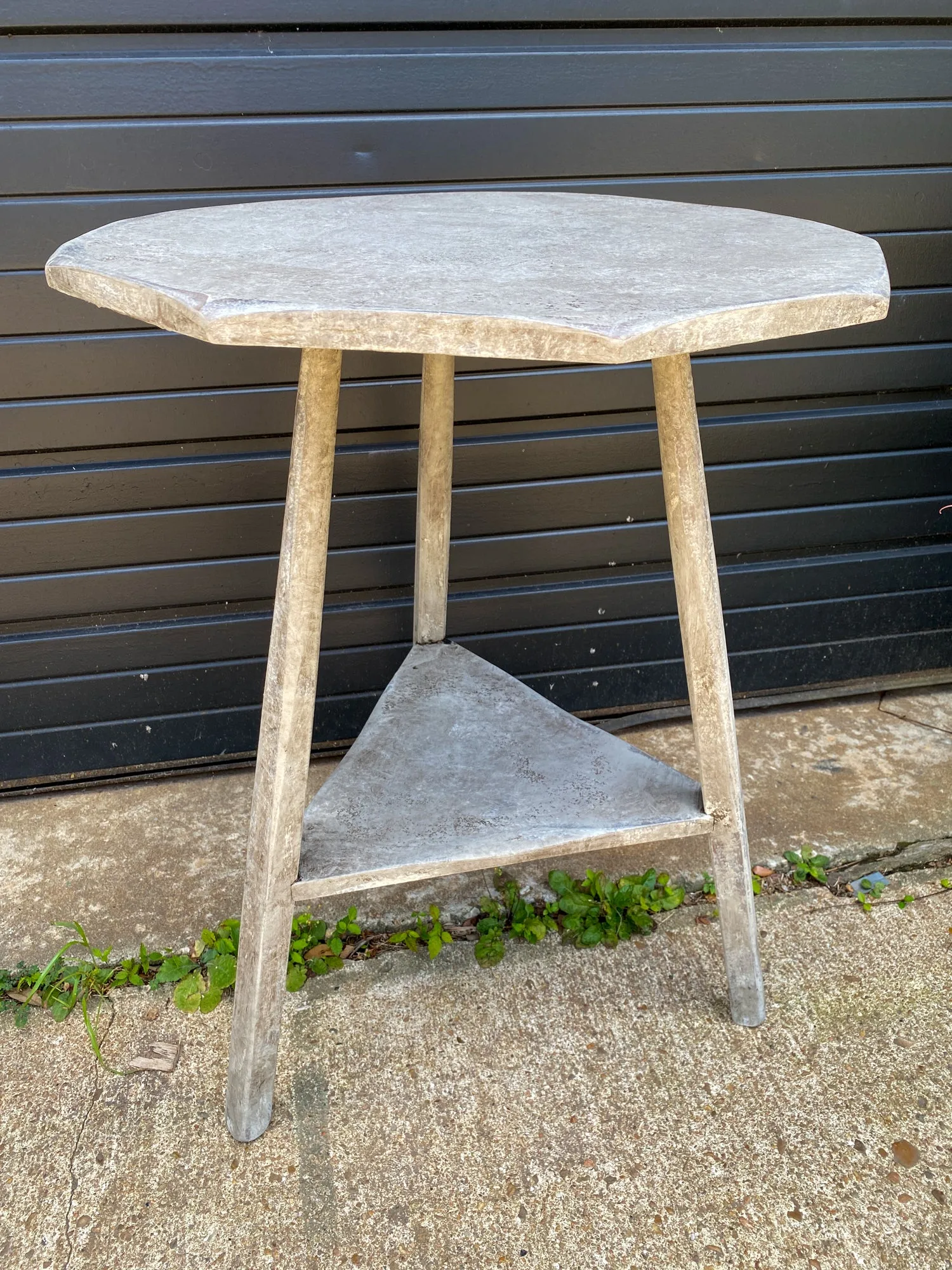 Antique French Maple Cricket Table with Octagonal Top in Greige Finish