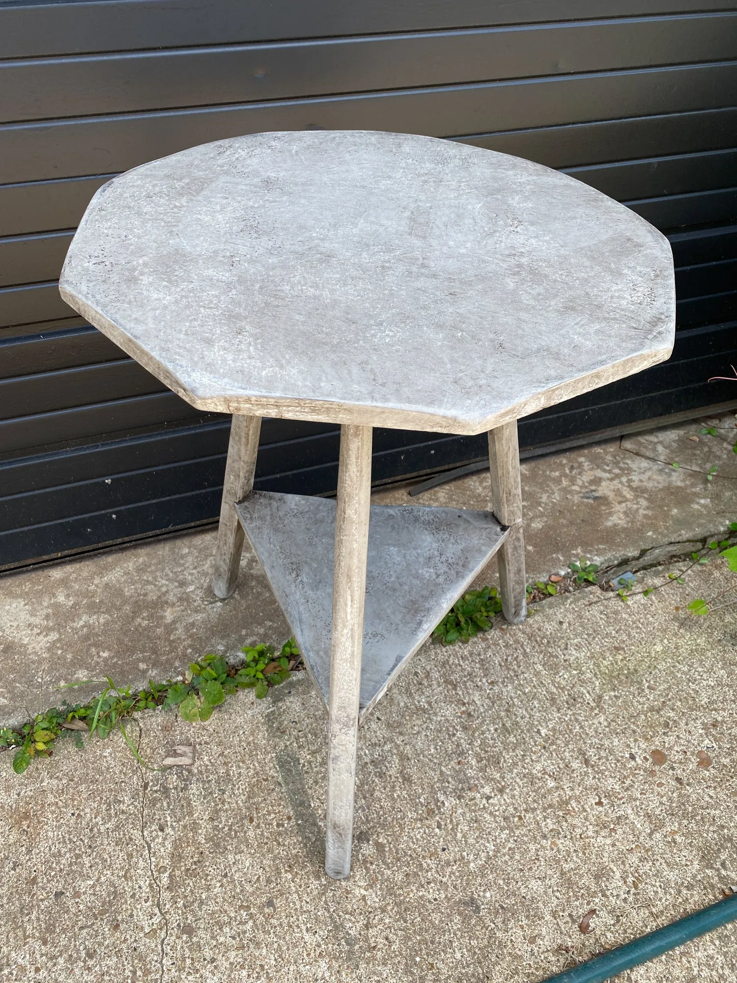 Antique French Maple Cricket Table with Octagonal Top in Greige Finish