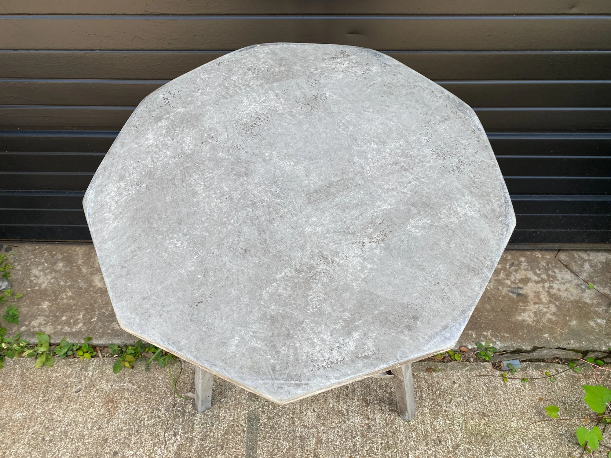 Antique French Maple Cricket Table with Octagonal Top in Greige Finish