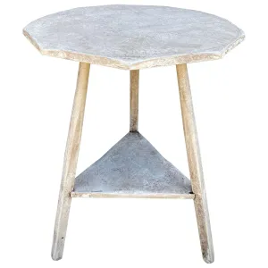 Antique French Maple Cricket Table with Octagonal Top in Greige Finish