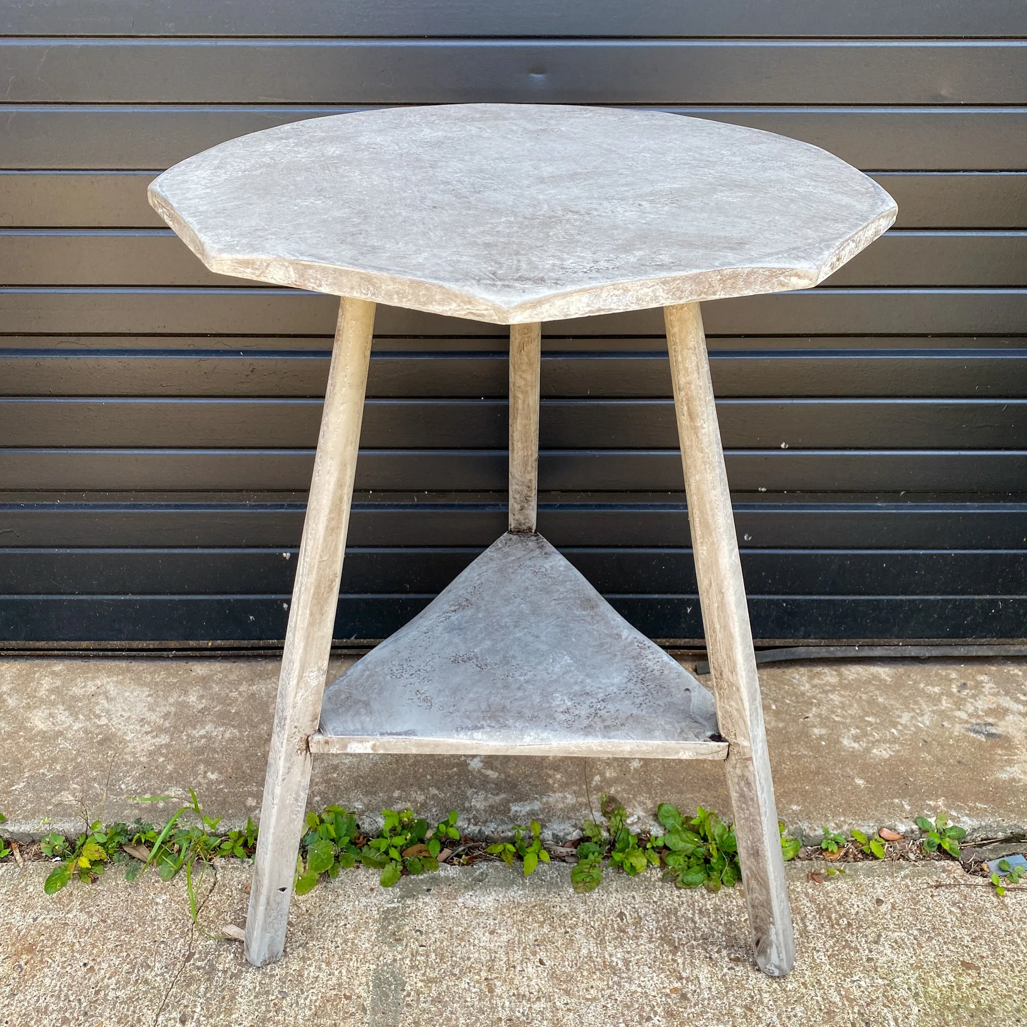 Antique French Maple Cricket Table with Octagonal Top in Greige Finish