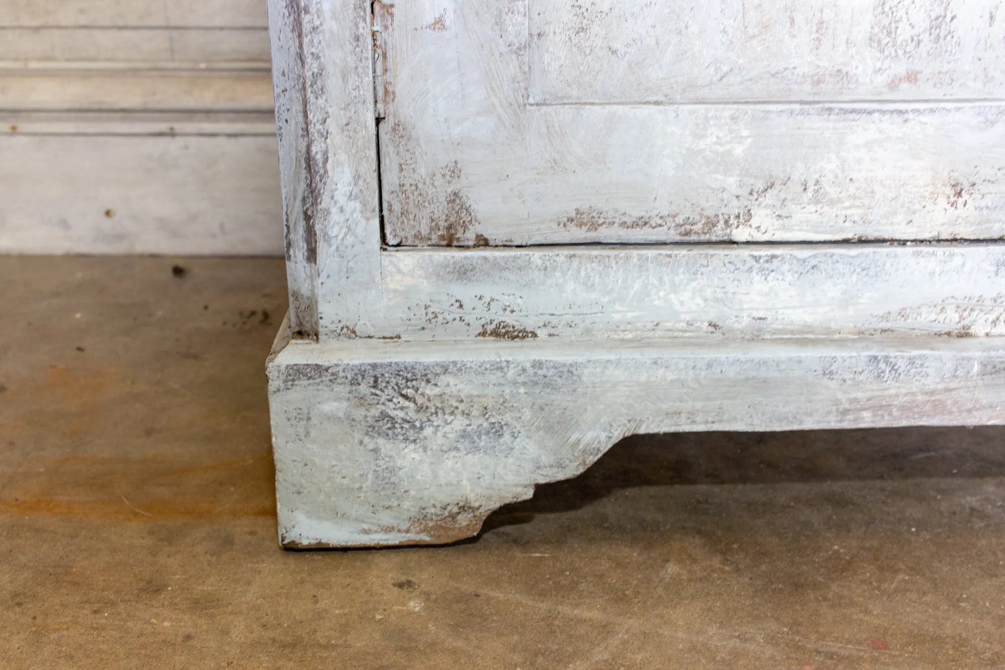 Antique French Pine Buffet in Hand-Painted Distressed Greige Finish