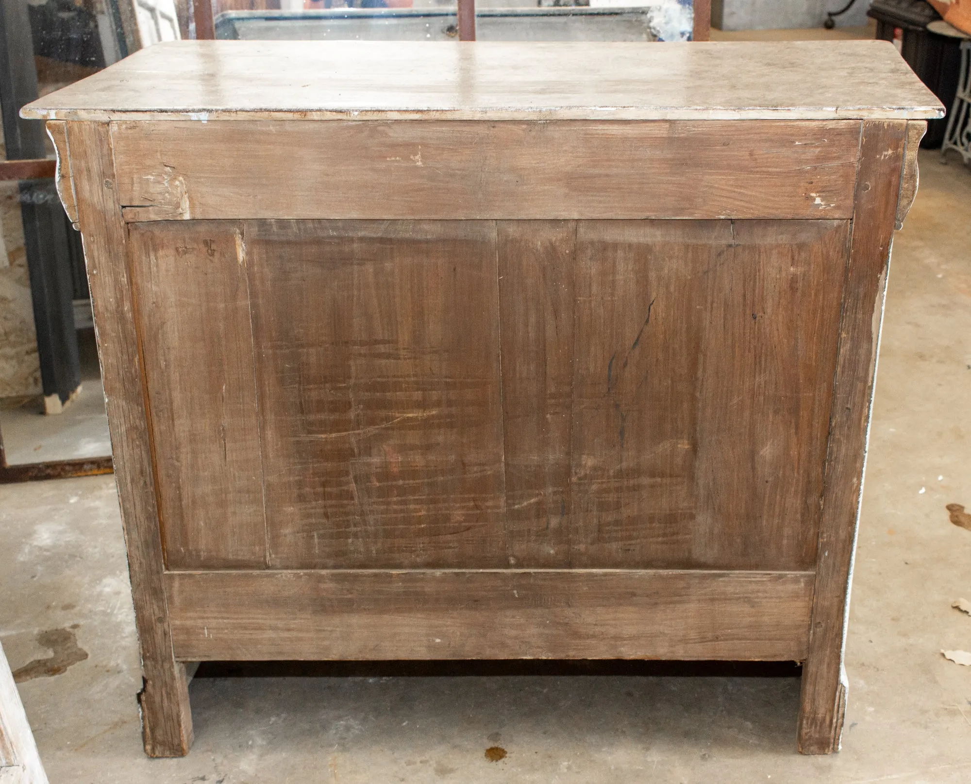 Antique French Pine Buffet in Hand-Painted Distressed Greige Finish