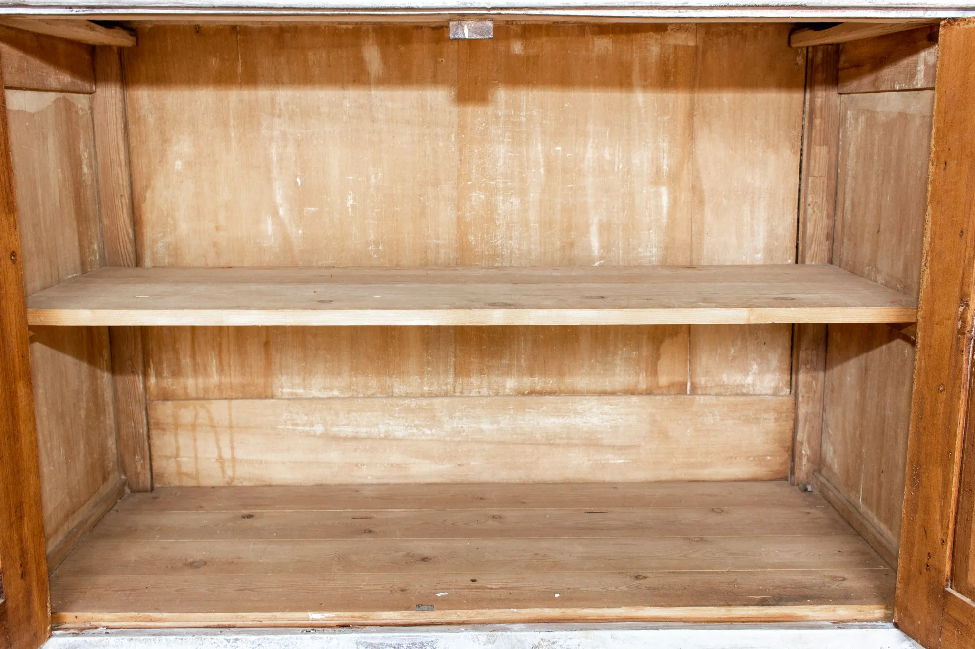 Antique French Pine Buffet in Hand-Painted Distressed Greige Finish