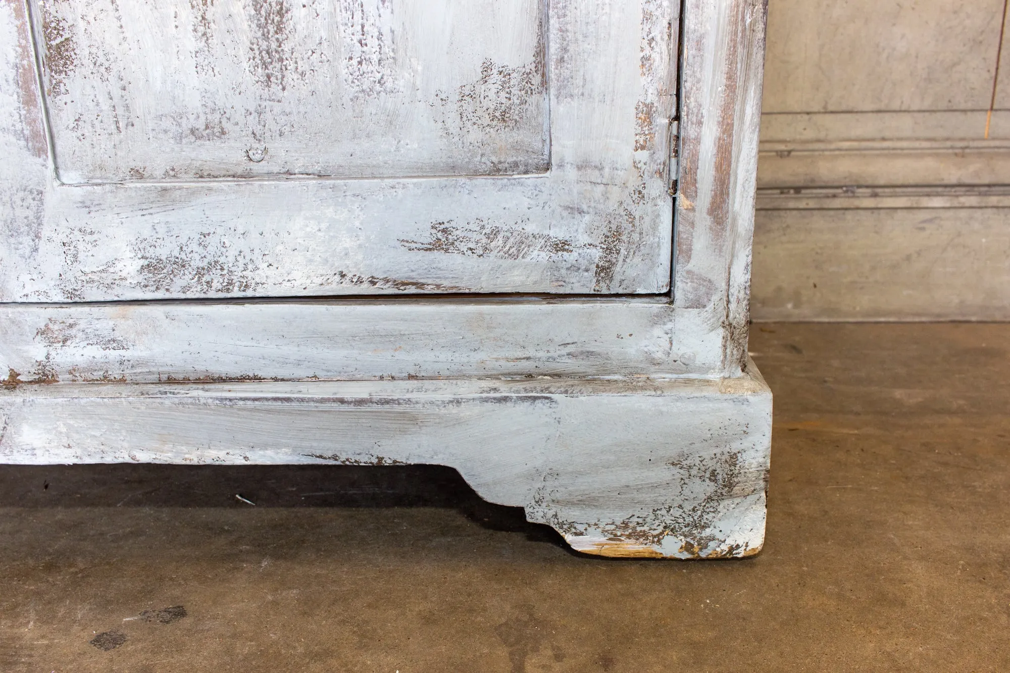 Antique French Pine Buffet in Hand-Painted Distressed Greige Finish