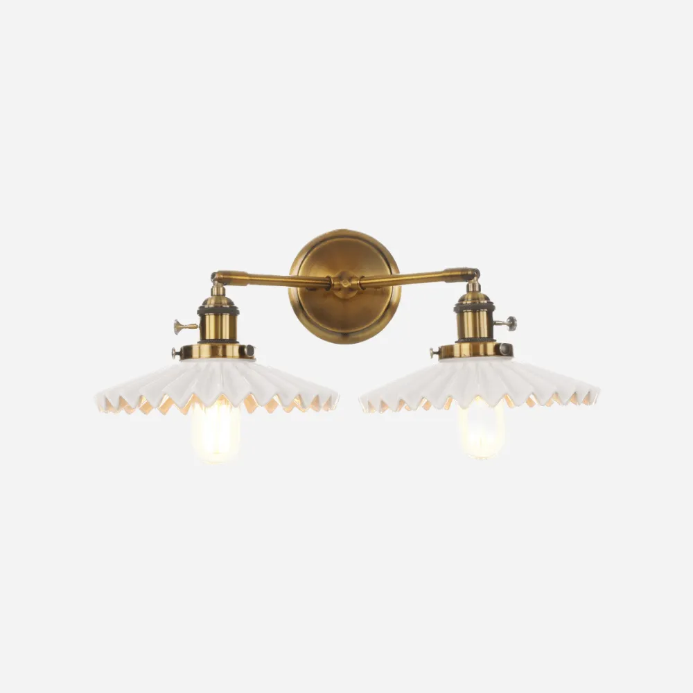 Antique Gold Ceramic Wall Sconce – Dual Light Elegance for Timeless Interiors