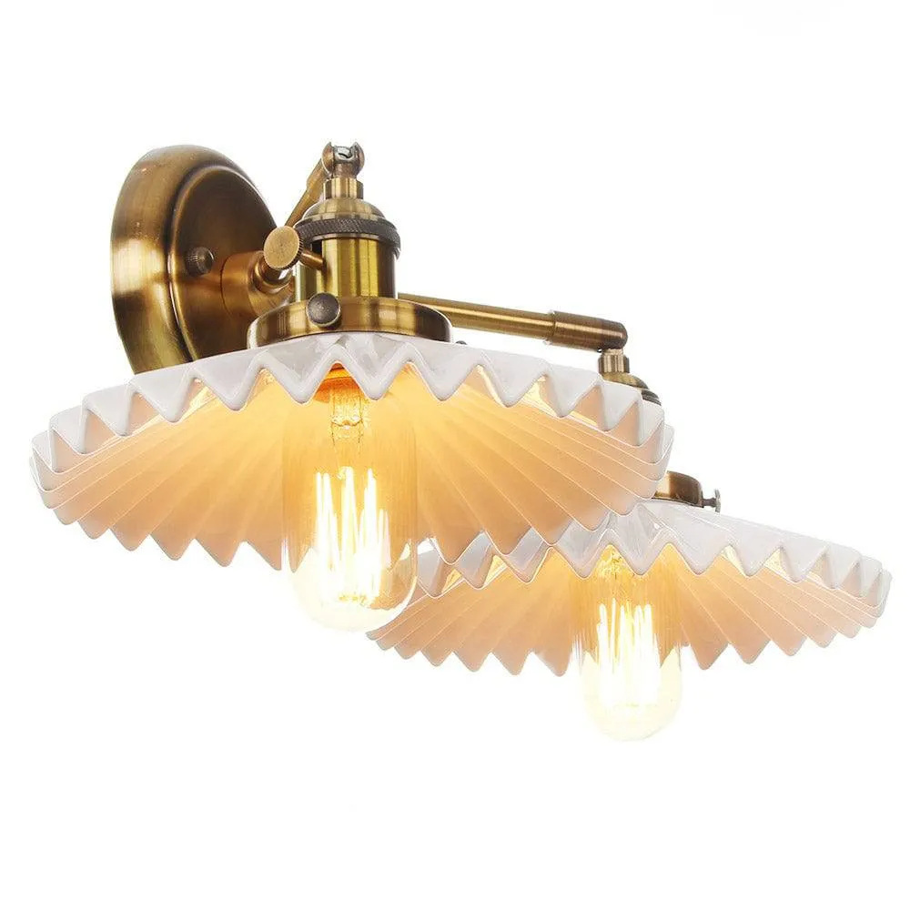 Antique Gold Ceramic Wall Sconce – Dual Light Elegance for Timeless Interiors
