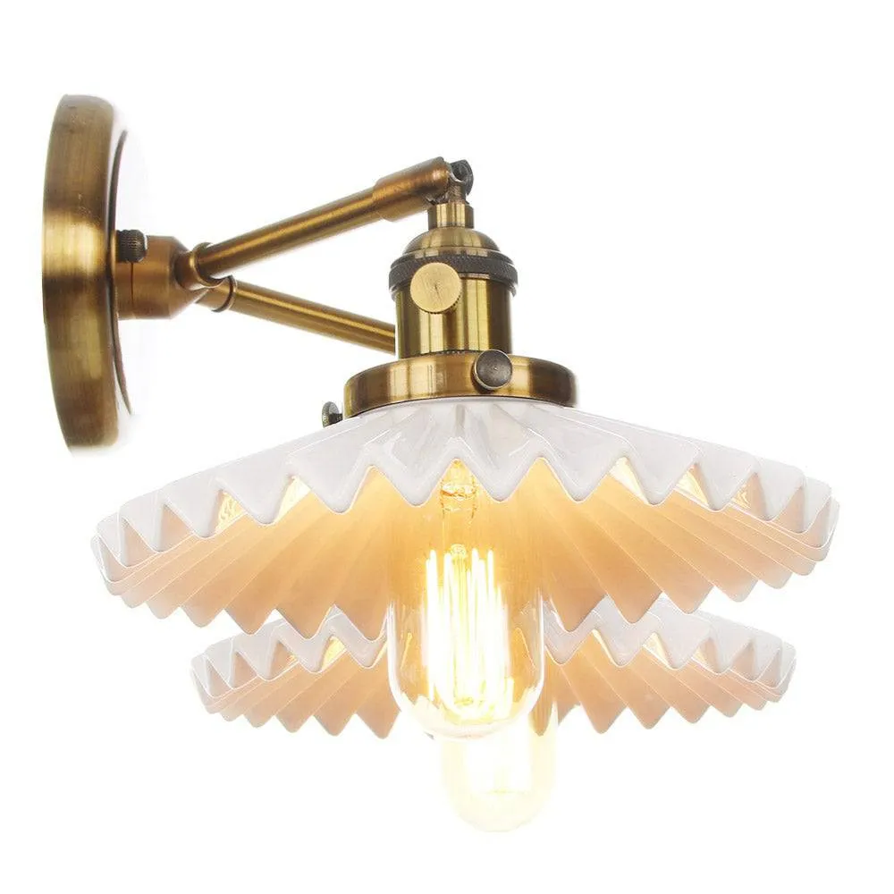 Antique Gold Ceramic Wall Sconce – Dual Light Elegance for Timeless Interiors