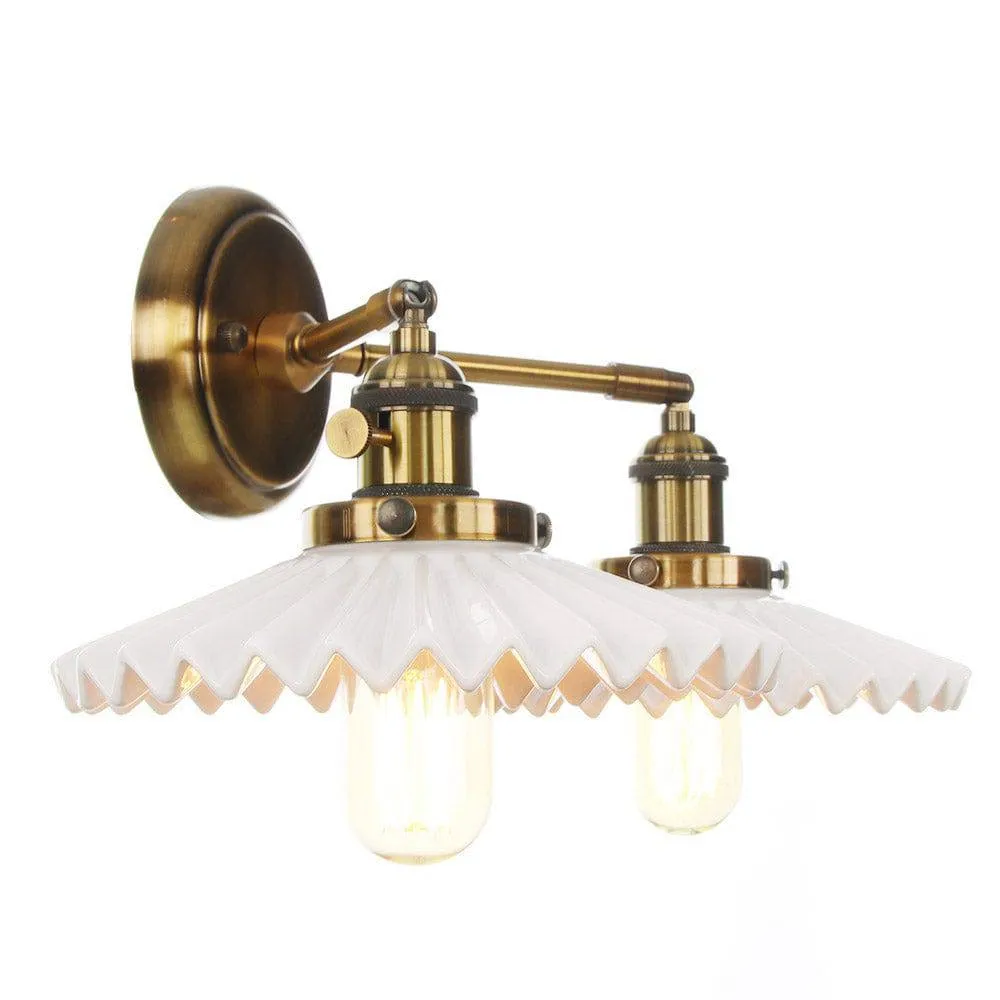 Antique Gold Ceramic Wall Sconce – Dual Light Elegance for Timeless Interiors