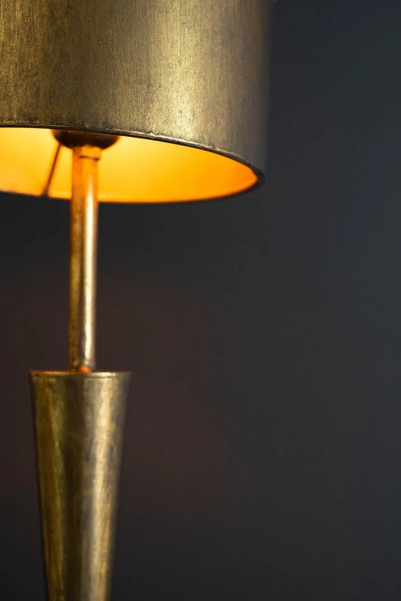 Antique Gold Floor Lamp with Metal Barrel Shades