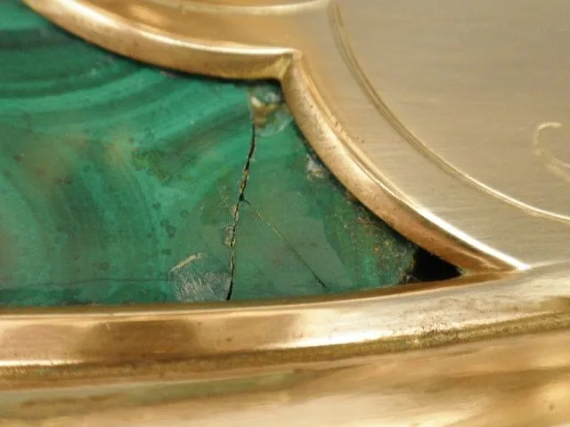 Antique Russian Malachite Inkwell Ormolu