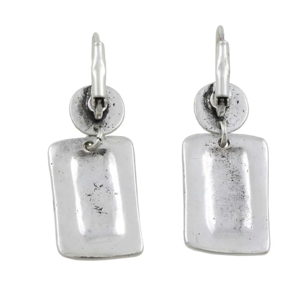 Antiqued Hammered Silver-tone Good Luck Pierced Earring - MEC150