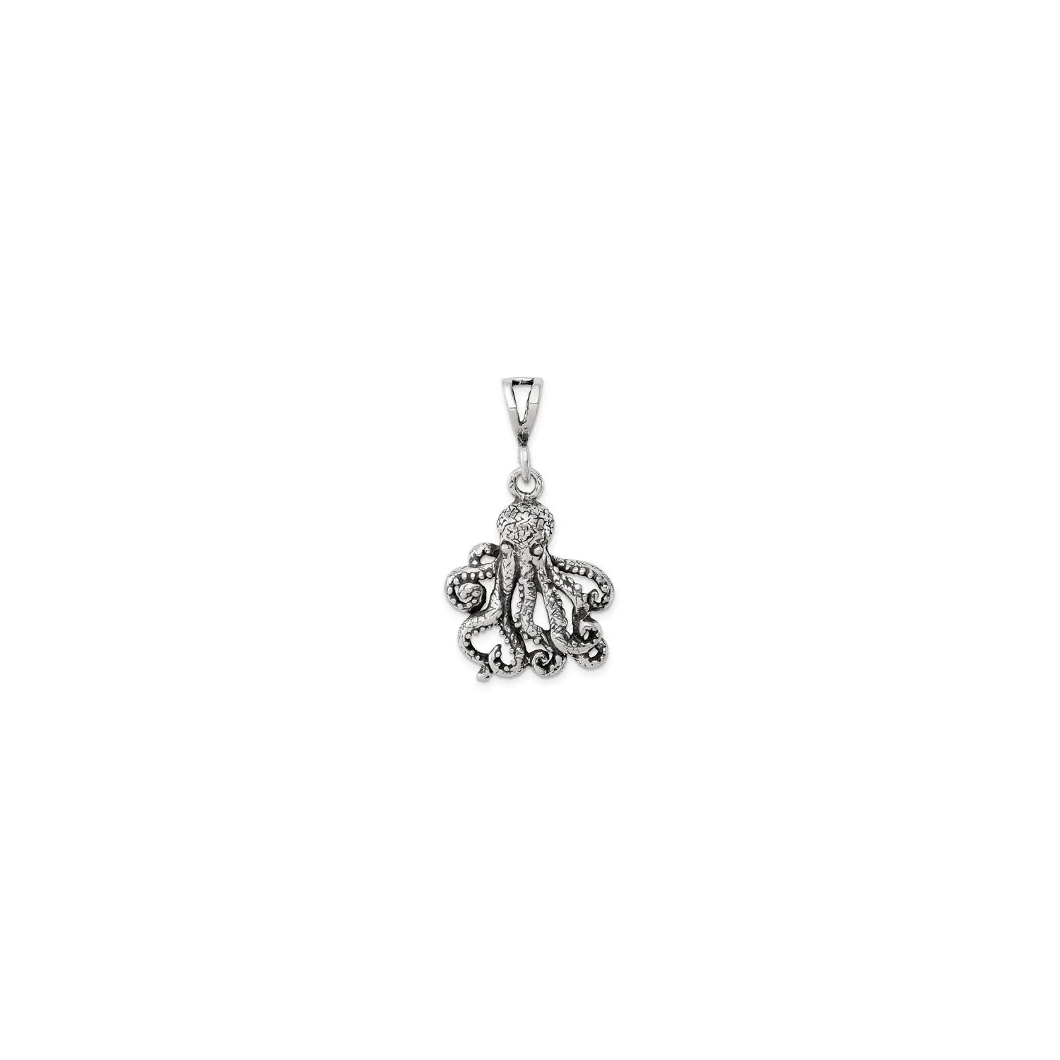 Antiqued Octopus Pendant (Silver)