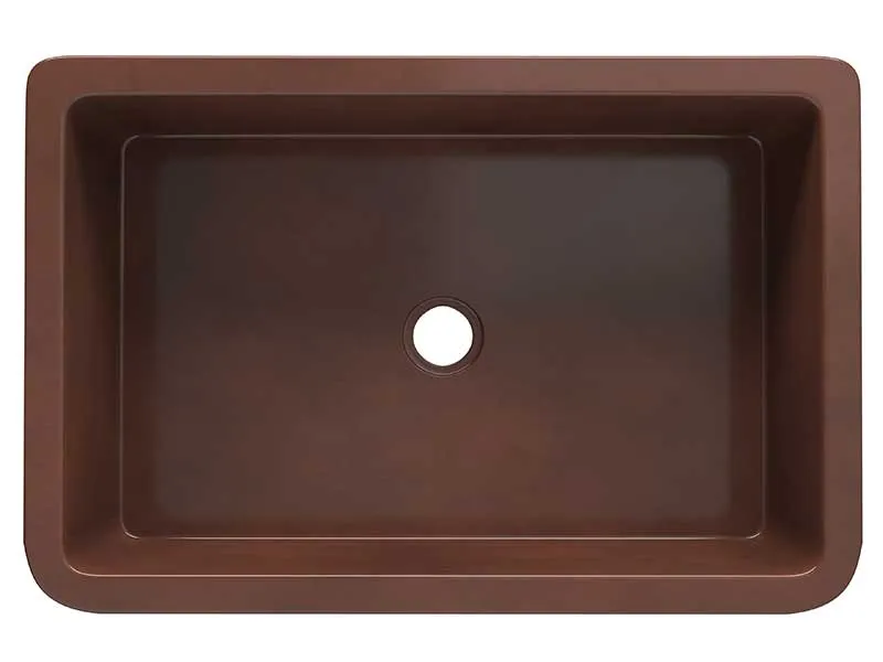 Anzzi Anatolian Farmhouse Handmade Copper 33 in. 0-Hole Single Bowl Kitchen Sink with Sunflower Design Panel in Polished Antique Copper