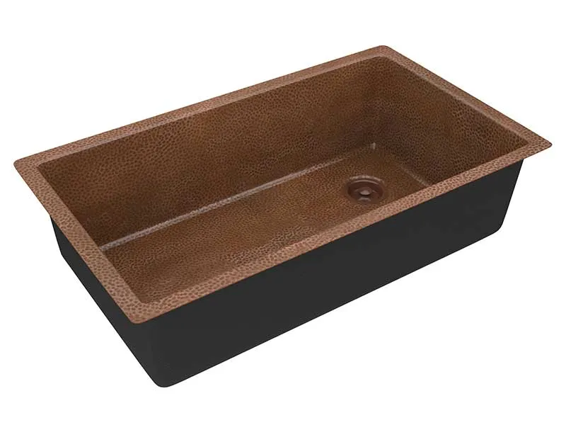 Anzzi Byzantine Drop-in Handmade Copper 31 in. 0-Hole Single Bowl Kitchen Sink in Hammered Antique Copper