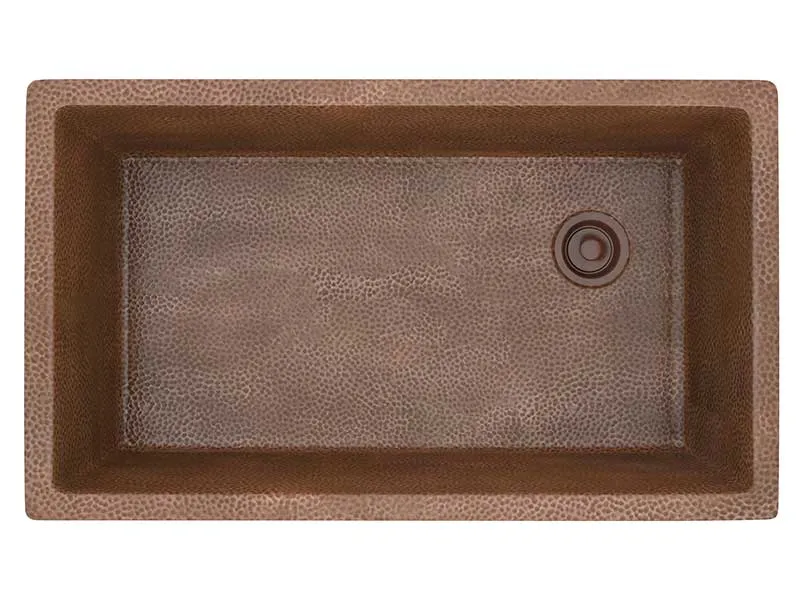 Anzzi Byzantine Drop-in Handmade Copper 31 in. 0-Hole Single Bowl Kitchen Sink in Hammered Antique Copper