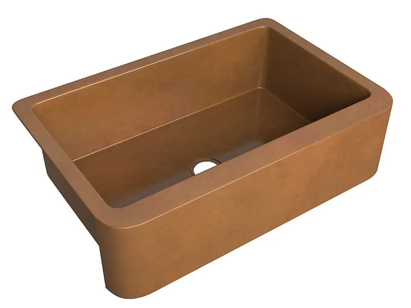 Anzzi Cyprus Farmhouse Handmade Copper 33 in. 0-Hole Single Bowl Kitchen Sink in Polished Antique Copper