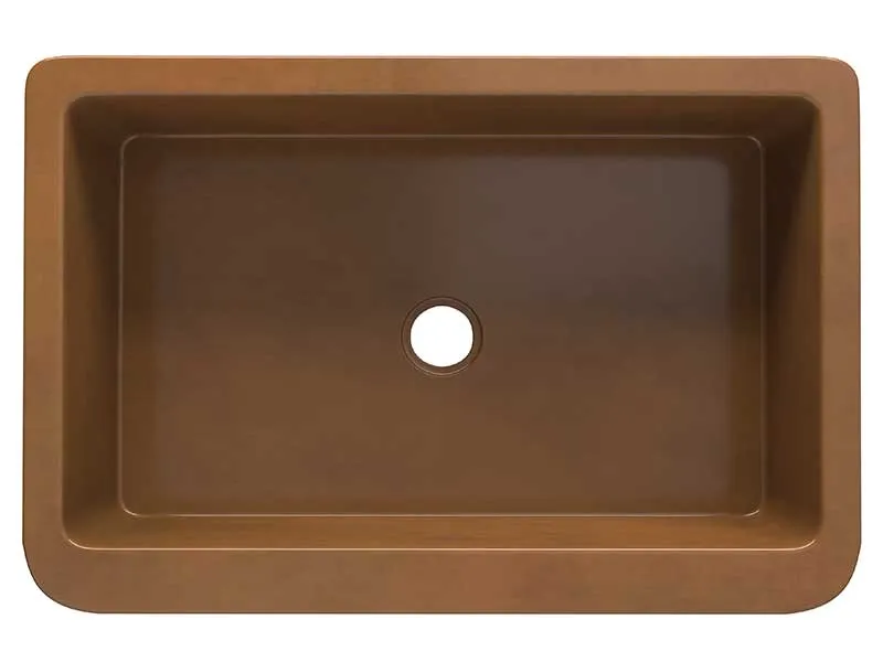 Anzzi Cyprus Farmhouse Handmade Copper 33 in. 0-Hole Single Bowl Kitchen Sink in Polished Antique Copper