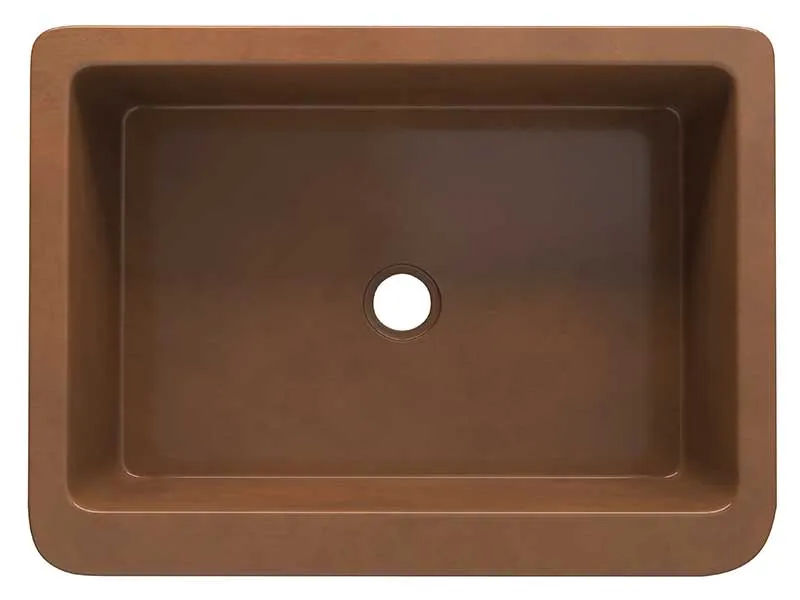 Anzzi Edessa Farmhouse Handmade Copper 30 in. 0-Hole Single Bowl Kitchen Sink with Weave Design Panel in Polished Antique Copper