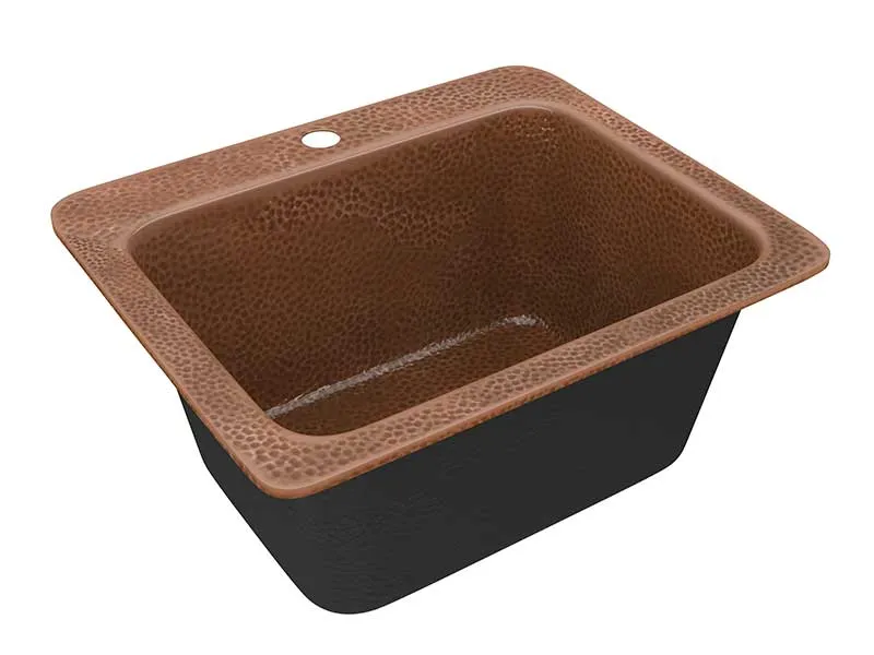 Anzzi Galley Drop-in Handmade Copper 18 in. 1-Hole Single Bowl Kitchen Sink in Hammered Antique Copper