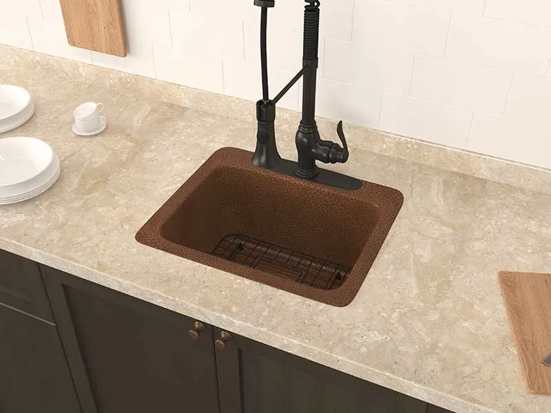Anzzi Manisa Drop-in Handmade Copper 18 in. 1-Hole Single Bowl Kitchen Sink in Hammered Antique Copper