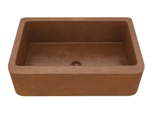 Anzzi Olive Farmhouse Handmade Copper 33 in. 0-Hole Single Bowl Kitchen Sink in Hammered Antique Copper