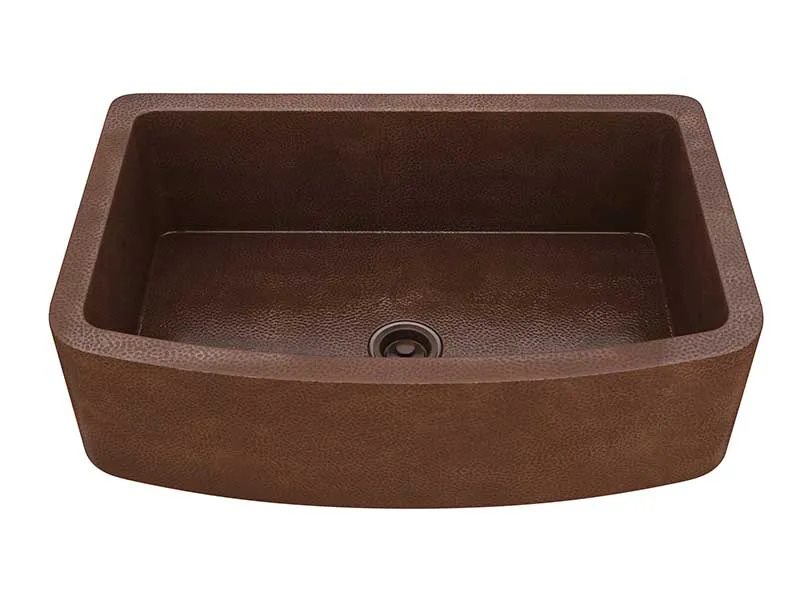 Anzzi Terra Farmhouse Handmade Copper 33 in. 0-Hole Single Bowl Kitchen Sink in Hammered Antique Copper
