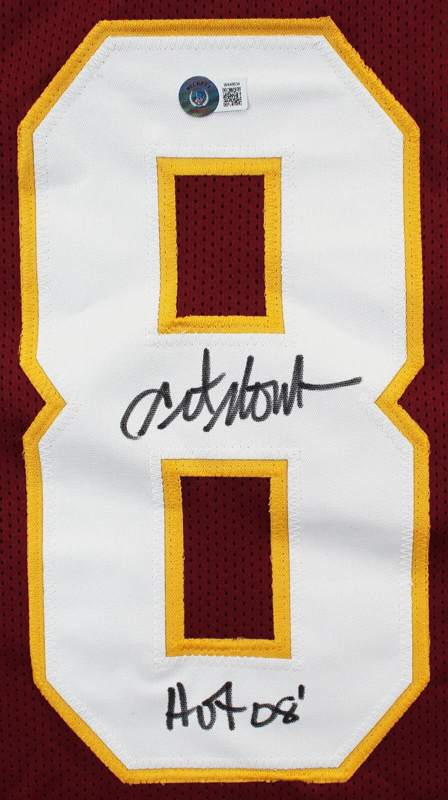 Art Monk "HOF 08" Authentic Signed Maroon Pro Style Jersey BAS Witnessed
