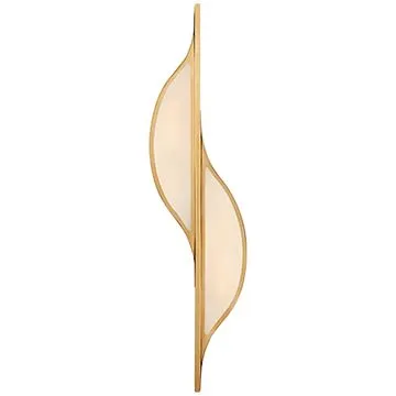 Avant Large Curved Sconce in Antique-Burnished Brass with Frosted Glass