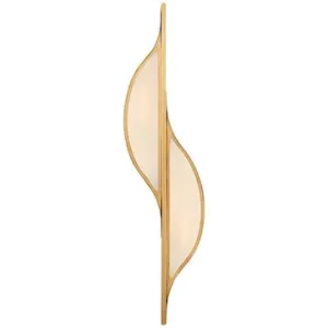 Avant Large Curved Sconce in Antique-Burnished Brass with Frosted Glass