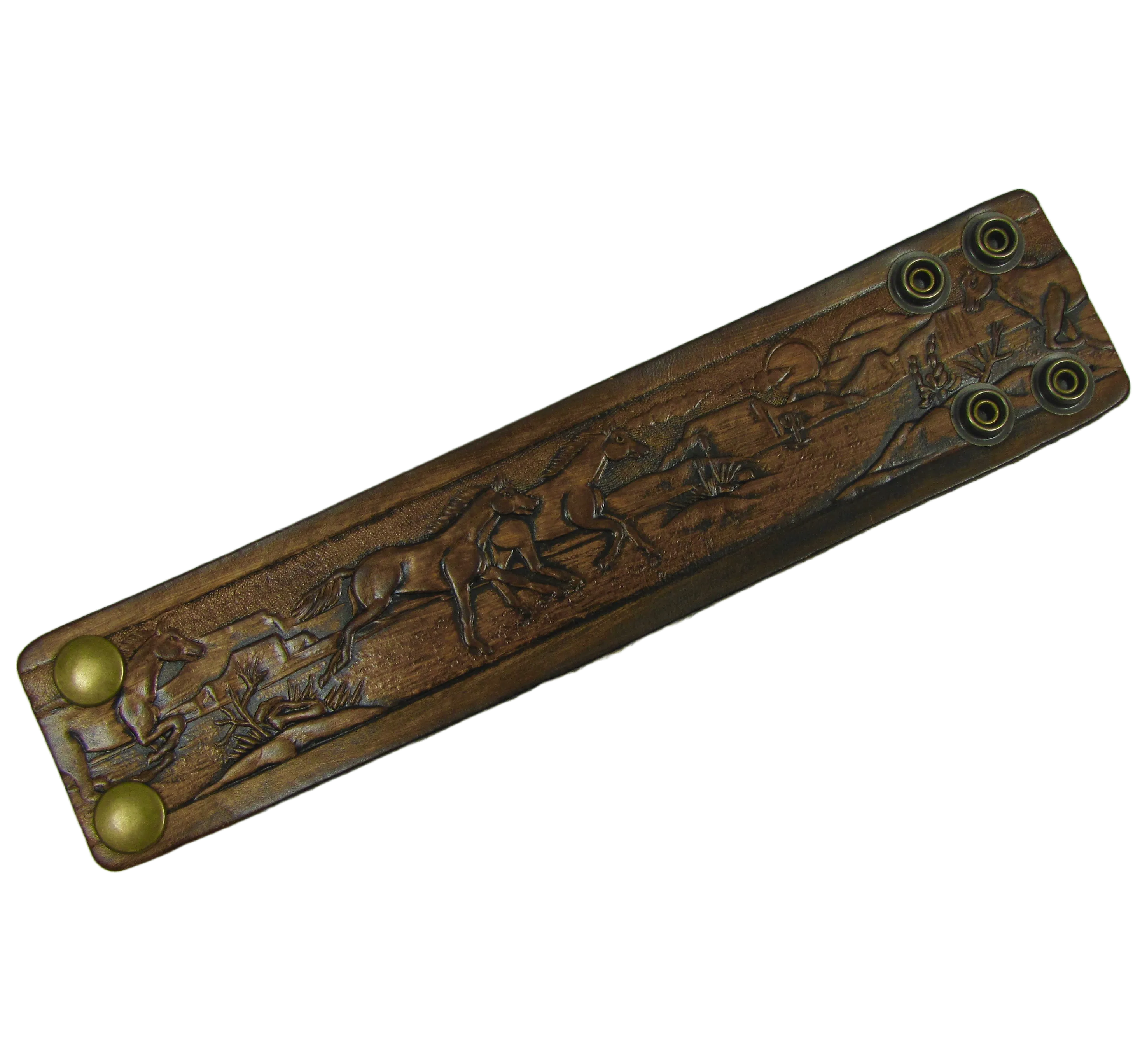AW2-122 Antique Finish Wristband - Horses